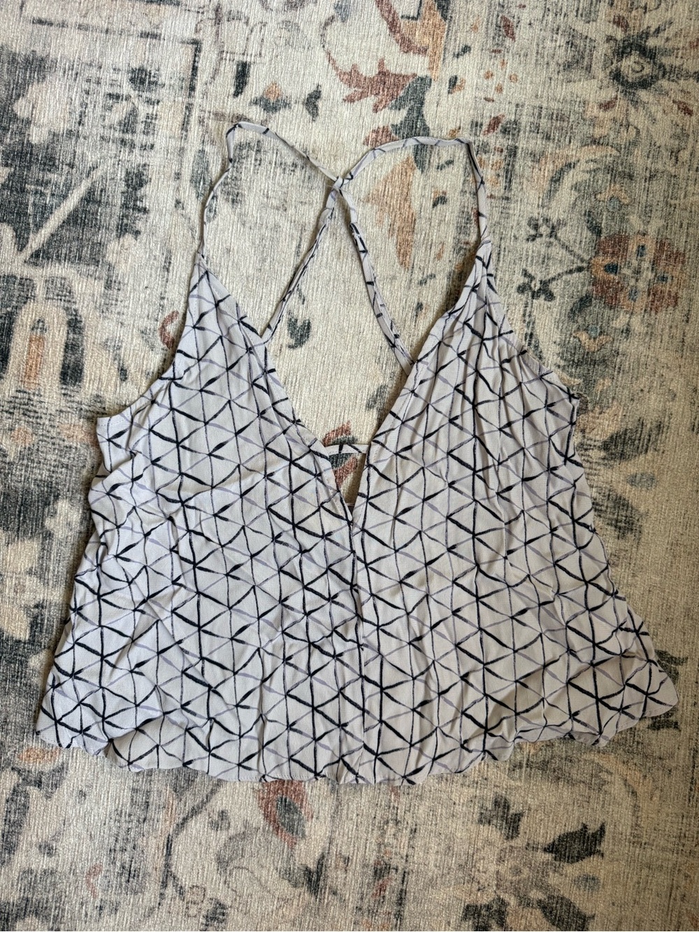 silence + noise Black and White Geometric V-Neck Tank